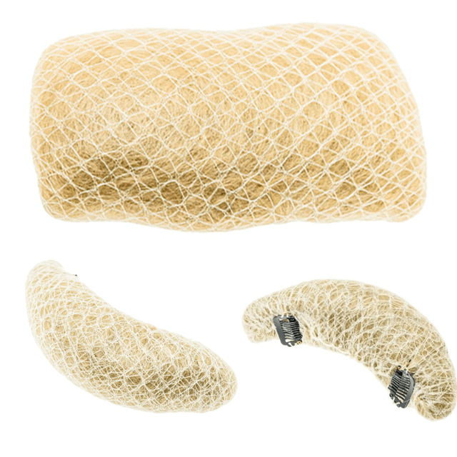 Set 3 bureti din par natural pentru coc Blond Set 3 bureti din par natural pentru coc Blond