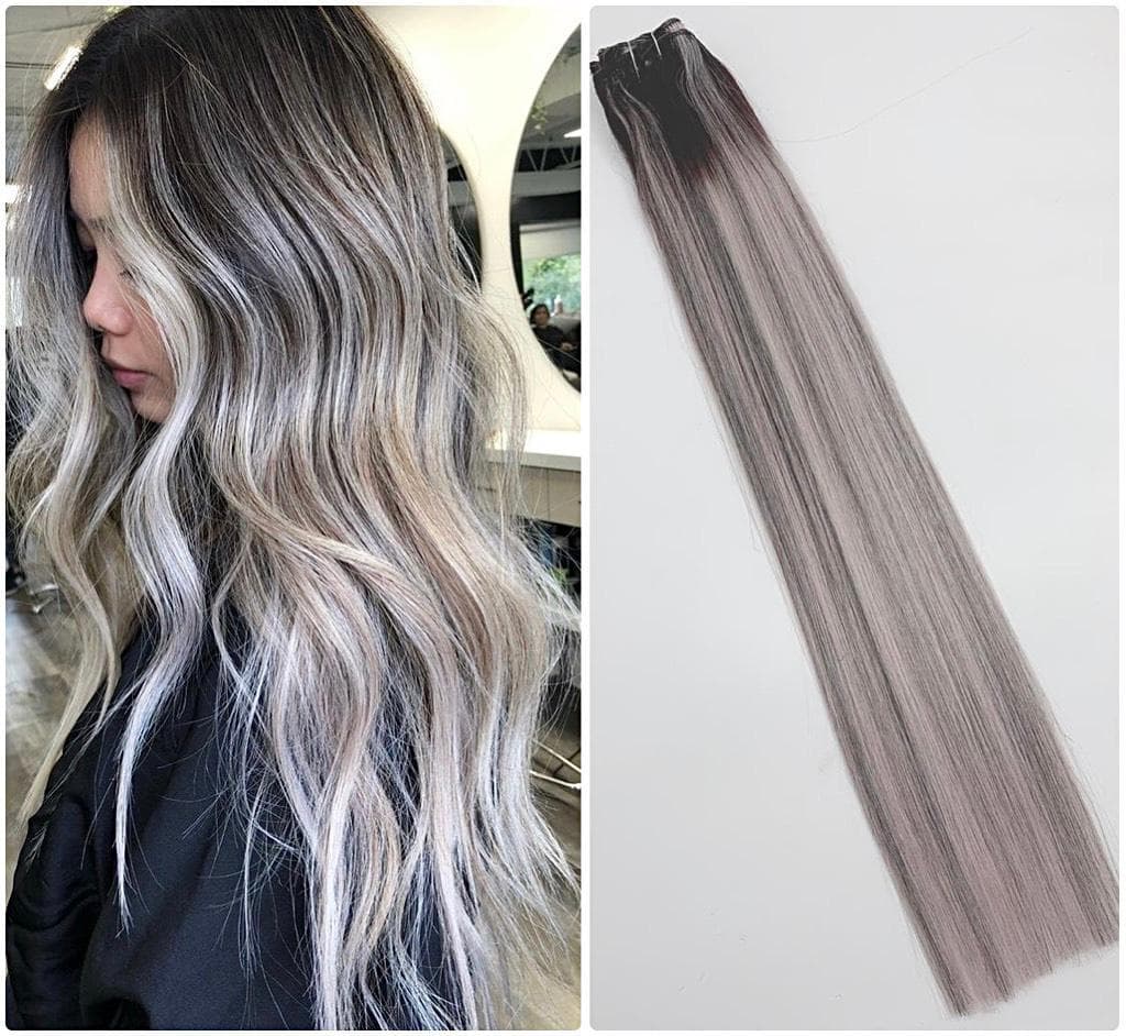 Extensii Clip-On Luxe Balayage #1B Brilliant Grey Extensii Clip-On Luxe Balayage #1B Brilliant Grey