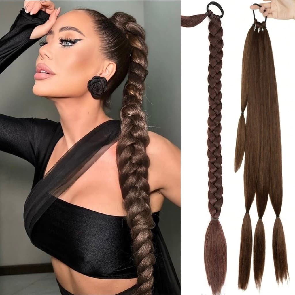 Ponytail for braids, Medium Brown, 70 cm Ponytail for braids, Medium Brown, 70 cm