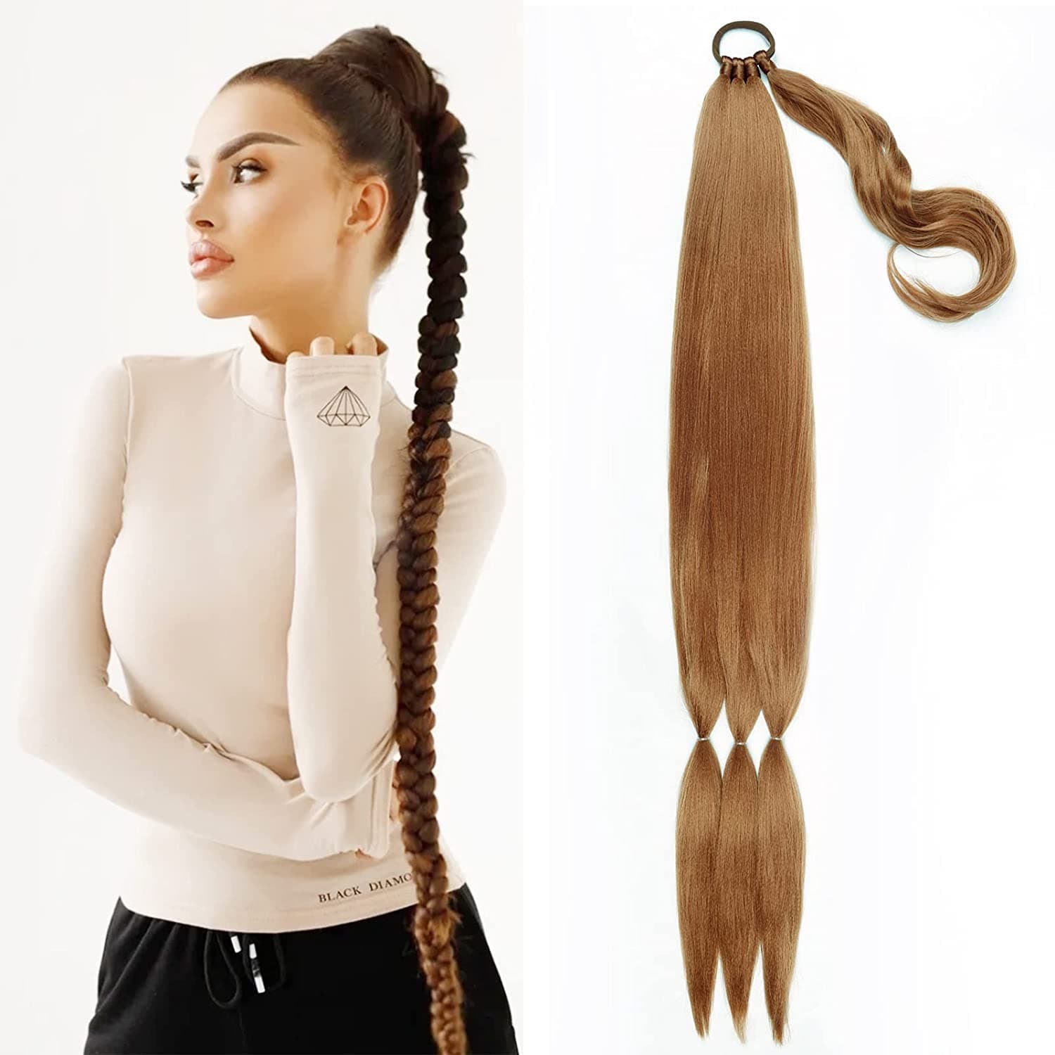 Ponytail for braids, Cooper Brown, 70 cm Ponytail for braids, Cooper Brown, 70 cm