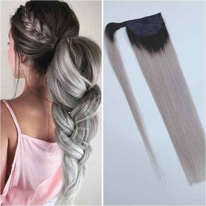 Coada de par cu scai Magic Tail Ombre #1B/Light Grey Coada de par cu scai Magic Tail Ombre #1B/Light Grey