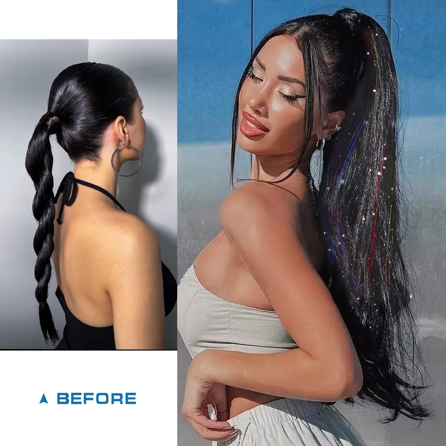 Black Disco Drawstring Ponytail, 70 cm Black Disco Drawstring Ponytail, 70 cm