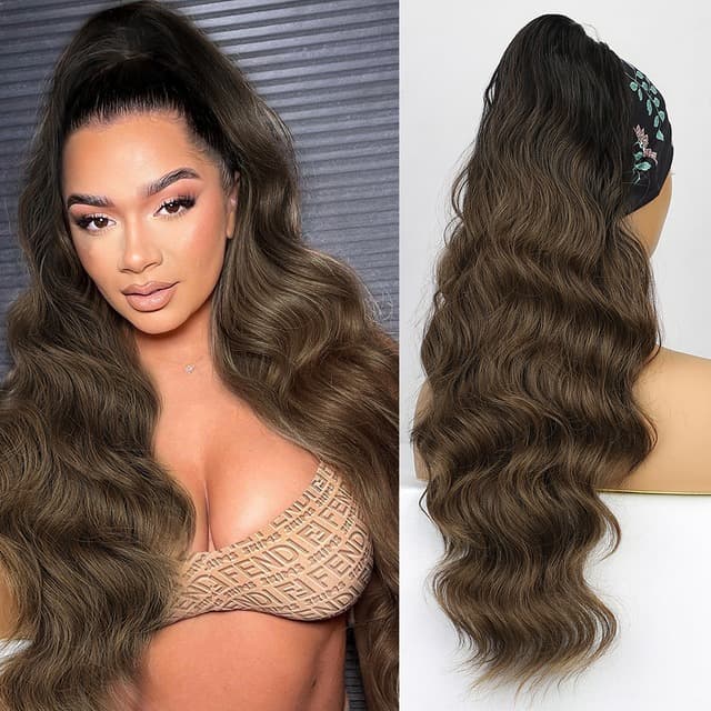 Very Dark Satin/ Natural Satin Ombre Ponytail Very Dark Satin/ Natural Satin Ombre Ponytail