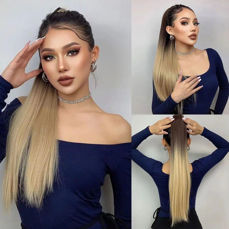 Средно сатенена/естествено руса омбре опашка с мащабиране Средно сатенена/естествено руса омбре опашка с мащабиране