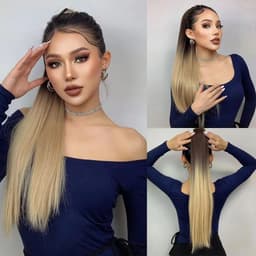 Coada de Par cu Scai Ombre Saten Mediu/ Blond Natural Coada de Par cu Scai Ombre Saten Mediu/ Blond Natural