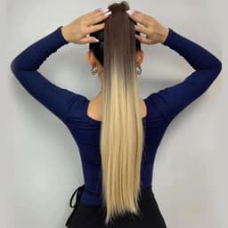 Coada de Par cu Scai Ombre Saten Mediu/ Blond Natural Coada de Par cu Scai Ombre Saten Mediu/ Blond Natural