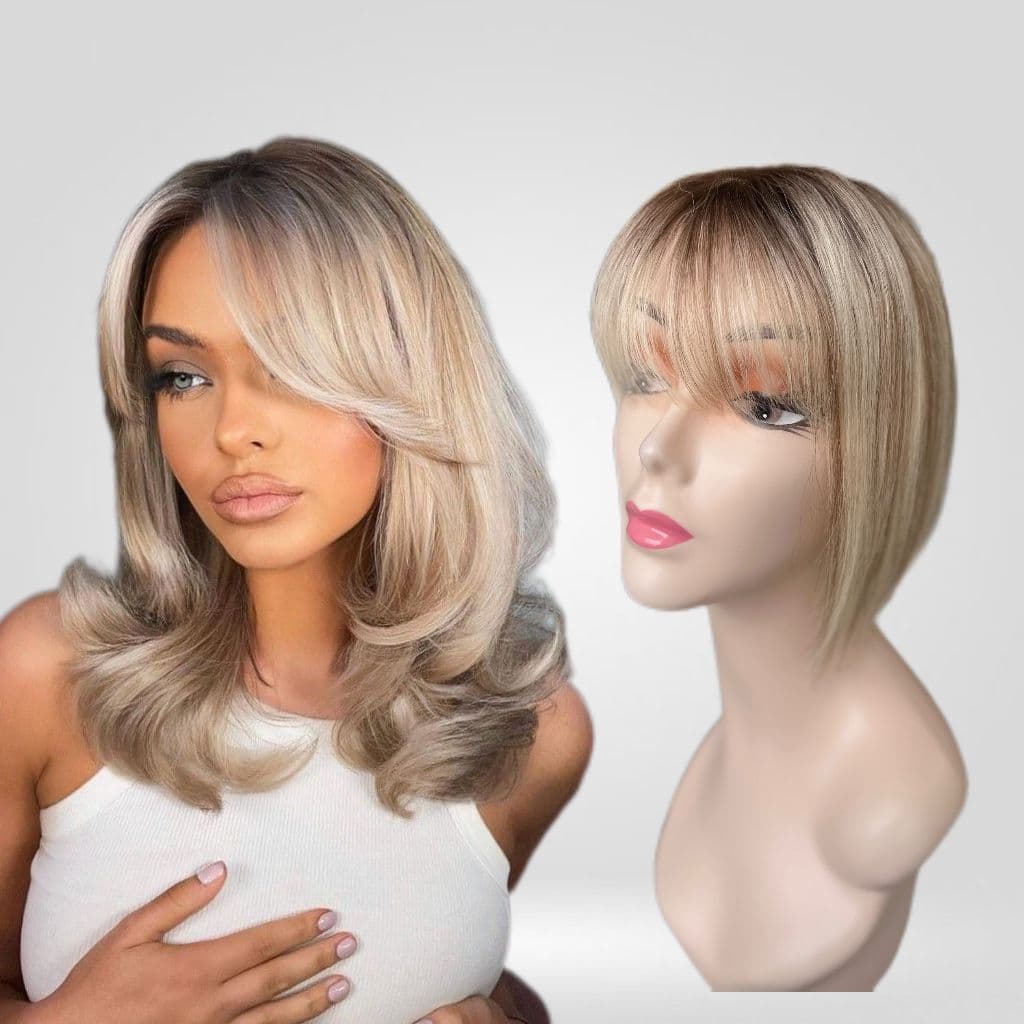 Peruca partiala cu breton Balayage #4 #60 Peruca partiala cu breton Balayage #4 #60