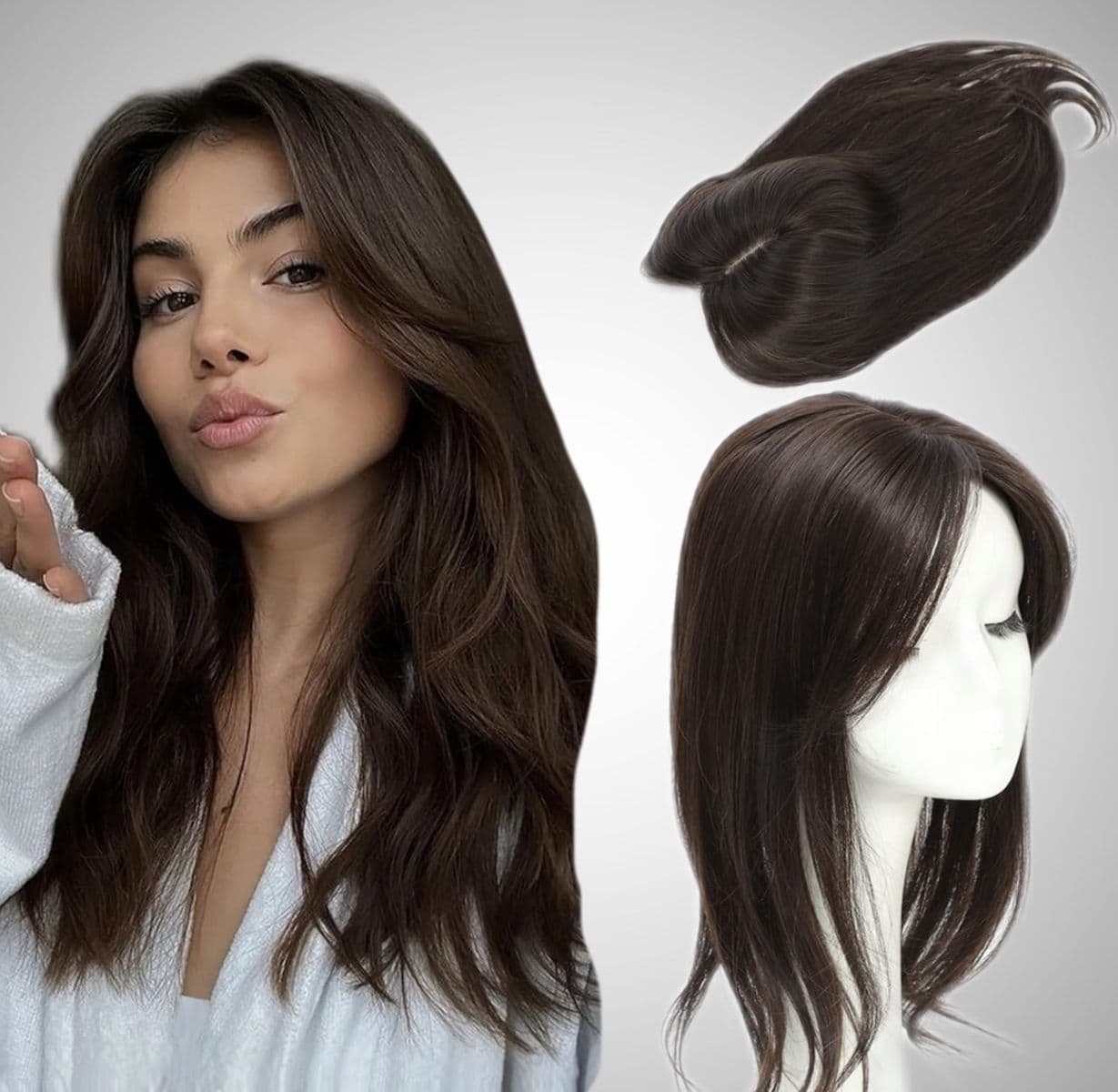 Peruca partiala cu breton Saten Inchis Peruca partiala cu breton Saten Inchis